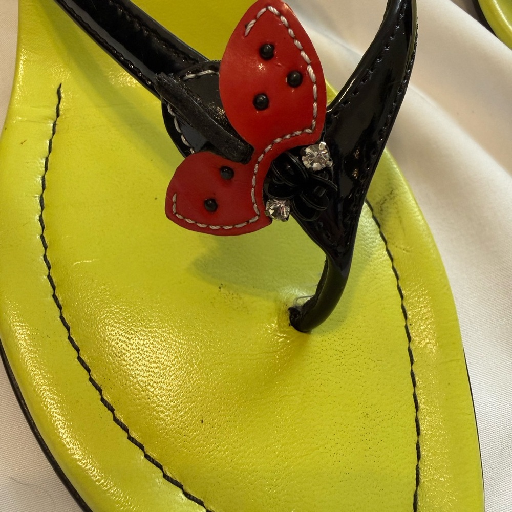 Coach Lime Green Ladybug Strappy High Heeled Sandals size 9 - Picture 5 of 8